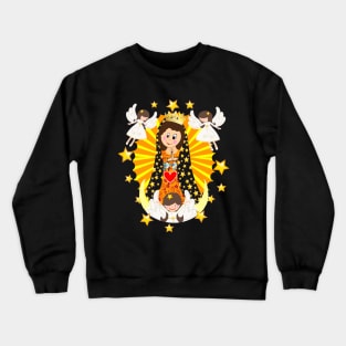 Our Lady of Guadalupe Mexican Virgin Mary Mexico Caricature Children Catholic Saint Crewneck Sweatshirt